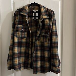 O'Neill Men's Black and Tan Plaid Shirt Jacket